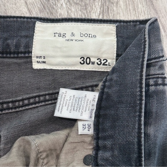 rag & bone Men's Gray Fit 2 Slim Jeans 30x32 - Picture 3 of 7